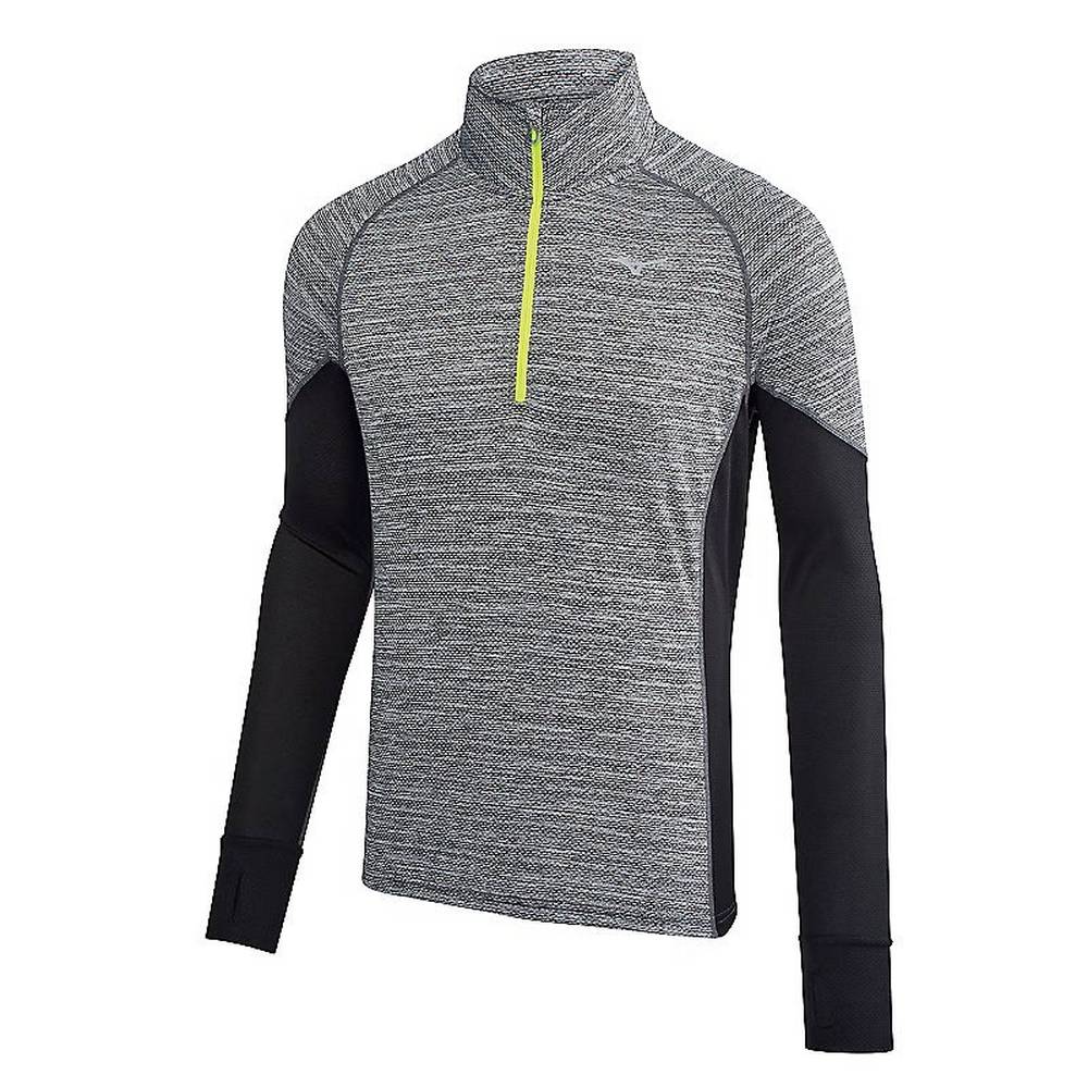 Mizuno Alpha Long Sleeve Half Zip - Erkek Gömlek - Siyah Türkiye (AGEDFP-650)